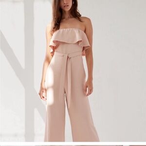 Elegant Strapless Pink Flutter Jumpsuit